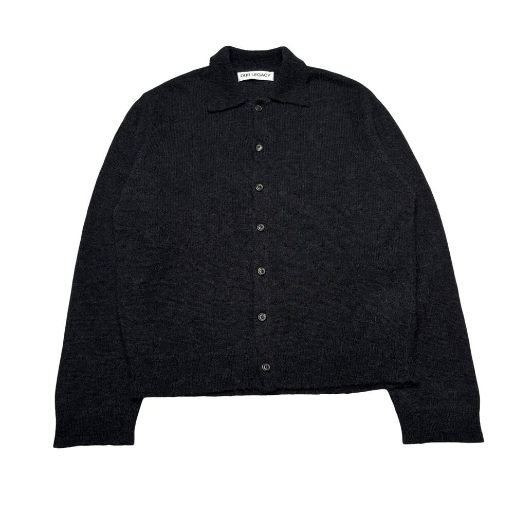 Our Legacy Evening Polo Wool Alpaca Cardigan Sweater Men's 46/S Quiet Luxury